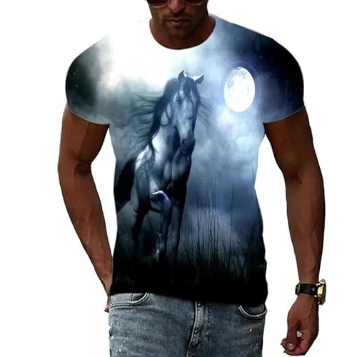 CHANYI Herren 3D Druck T-Shirt Sommer Mode Grafik Tier Pferd T Shirts Für Männer Casual 3D Druck T Hip Hop Harajuku Rundhals Kurzarm von CHANYI