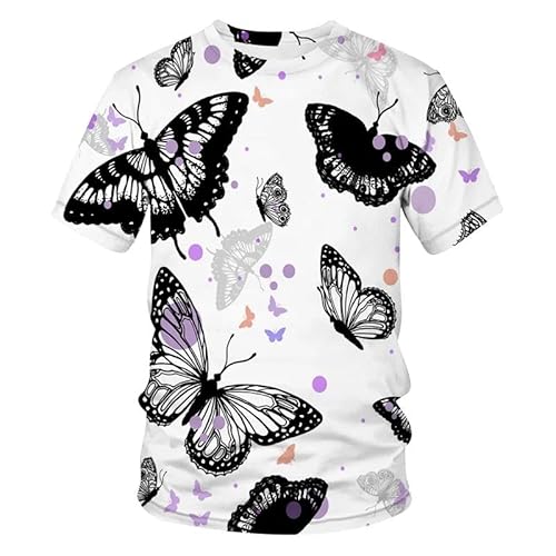 CHANYI Herren 3D Druck T-Shirt Sommer Mode Schmetterlingsgrafik Herren- Und Damen-T-Shirts Lässiger 3D-Druck Harajuku Rundhals-Kurzarm-Top von CHANYI