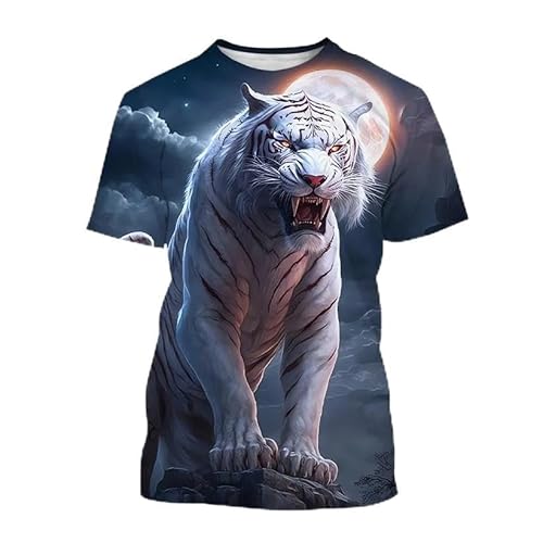 CHANYI Herren 3D Druck T-Shirt Sommer Mode Weiß Tiger 3D Gedruckt T-Shirt Tier Tiger Druck Männer/Frauen Kühlen Casual T-Shirt Harajuku Stil Straße T-Shirt von CHANYI