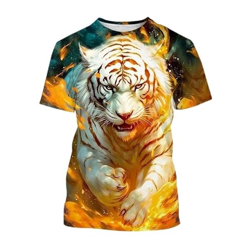 CHANYI Herren 3D Druck T-Shirt Sommer Mode Weiß Tiger 3D Gedruckt T-Shirt Tier Tiger Druck Männer/Frauen Kühlen Casual T-Shirt Harajuku Stil Straße T-Shirt von CHANYI