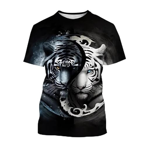 CHANYI Herren 3D Druck T-Shirt Sommer Mode Weiß Tiger 3D Gedruckt T-Shirt Tier Tiger Druck Männer/Frauen Kühlen Casual T-Shirt Harajuku Stil Straße T-Shirt von CHANYI