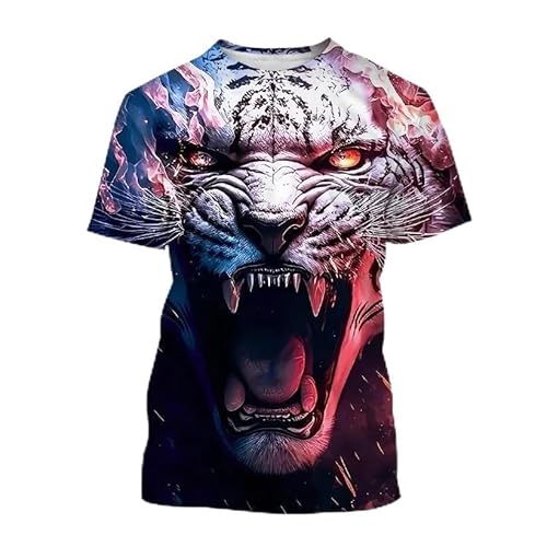 CHANYI Herren 3D Druck T-Shirt Sommer Mode Weiß Tiger 3D Gedruckt T-Shirt Tier Tiger Druck Männer/Frauen Kühlen Casual T-Shirt Harajuku Stil Straße T-Shirt von CHANYI