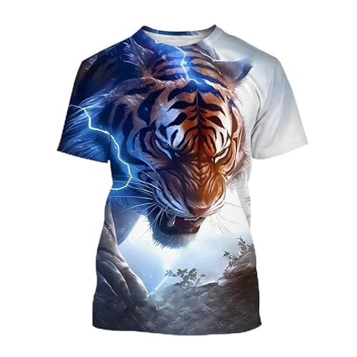 CHANYI Herren 3D Druck T-Shirt Sommer Mode Weiß Tiger 3D Gedruckt T-Shirt Tier Tiger Druck Männer/Frauen Kühlen Casual T-Shirt Harajuku Stil Straße T-Shirt von CHANYI