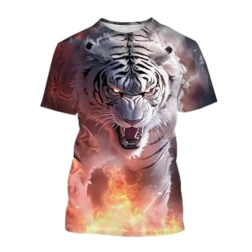 CHANYI Herren 3D Druck T-Shirt Sommer Mode Weiß Tiger 3D Gedruckt T-Shirt Tier Tiger Druck Männer/Frauen Kühlen Casual T-Shirt Harajuku Stil Straße T-Shirt von CHANYI