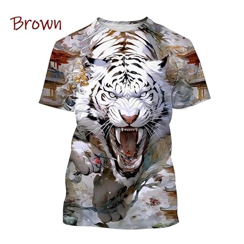 CHANYI Herren 3D Druck T-Shirt Sommer Mode Weiß Tiger 3D Gedruckt T-Shirt Tier Tiger Druck Männer/Frauen Kühlen Casual T-Shirt Harajuku Stil Straße T-Shirt von CHANYI