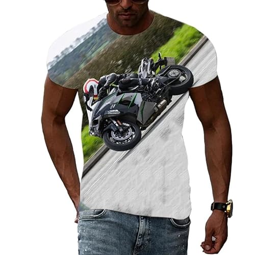 CHANYI Herren 3D Druck T-Shirt Sommer Motorrad Grafik Männer T-Shirt Harajuku Stil 3D Druck Lose Hochwertige Kurzarm Top von CHANYI