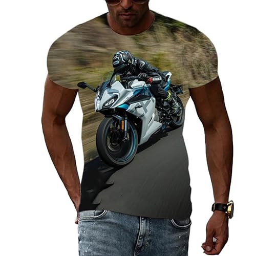 CHANYI Herren 3D Druck T-Shirt Sommer Motorrad Grafik Männer T-Shirt Harajuku Stil 3D Druck Lose Hochwertige Kurzarm Top von CHANYI