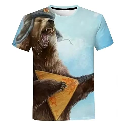 CHANYI Herren 3D Druck T-Shirt Sommer Russische Fitness Bär Männer 3D Gedruckt T-Shirt Mode Lose O Hals Kurzarm Harajuku Lose Große Größe Atmungsaktiv Spitze von CHANYI