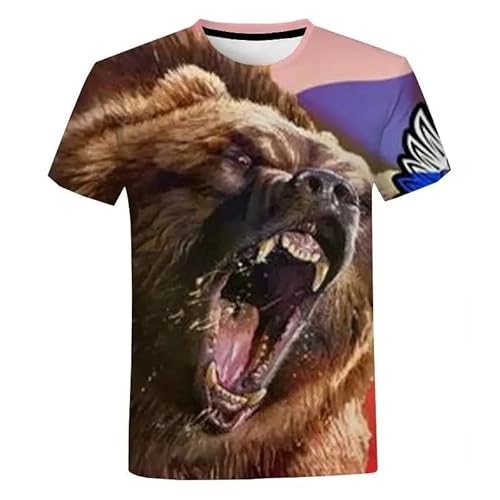 CHANYI Herren 3D Druck T-Shirt Sommer Russische Fitness Bär Männer 3D Gedruckt T-Shirt Mode Lose O Hals Kurzarm Harajuku Lose Große Größe Atmungsaktiv Spitze von CHANYI