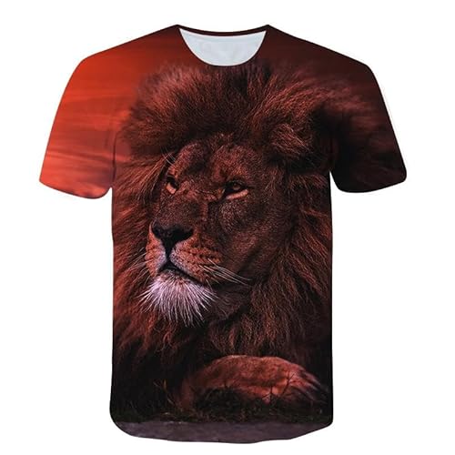 CHANYI Herren 3D Druck T-Shirt Sommer Tier Grafik Löwe Männer T-Shirts Interessant 3D Druck Hip Hop Harajuku Rundhals Kurzarm Top von CHANYI