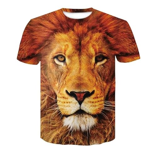 CHANYI Herren 3D Druck T-Shirt Sommer Tier Grafik Löwe Männer T-Shirts Interessant 3D Druck Hip Hop Harajuku Rundhals Kurzarm Top von CHANYI