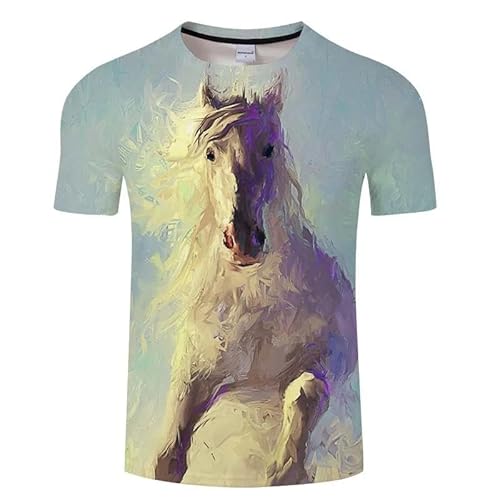 CHANYI Herren 3D Druck T-Shirt Sommer Tier Pferd 3D Gedruckt T Shirt Mode Harajuku Stil Casual Kurzarm T-Shirts Unisex Plus Größe Top von CHANYI