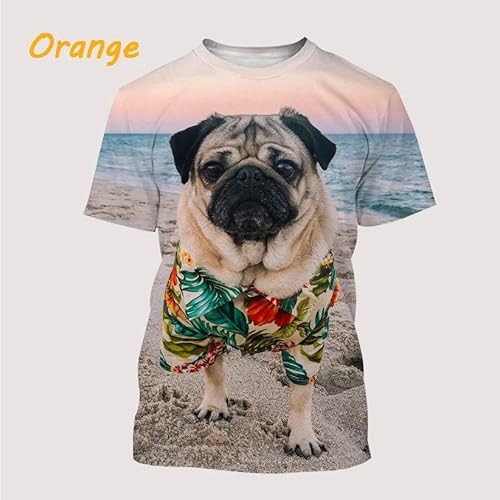 CHANYI Herren 3D Druck T-Shirt Sommer Tier Unisex Herren T-Shirt Mode Mops 3D Gedruckt Kurzarm T-Shirt Lässig Cool Sport T-Shirt Top von CHANYI