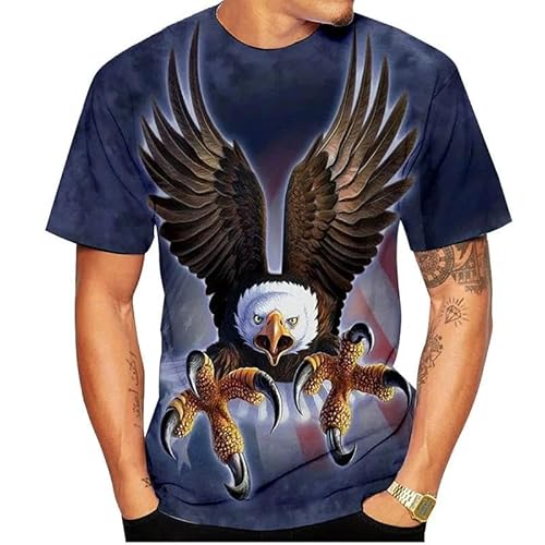 CHANYI Herren 3D Druck T-Shirt Sommer Unisex 3D Eagle Und Phoenix Flame Herren- Und Damen-T-Shirts, Lässig, Kurzärmelig Rundhalsausschnitt Hemd Oberteile von CHANYI