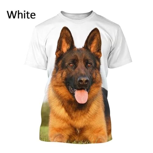 CHANYI Herren 3D Druck T-Shirt Sommer Unisex 3D Hund Druck T-Shirt Netter Deutscher Schäferhund 3D Druck T-Shirt Herren Shirt Herren Tier Shirt Tops von CHANYI