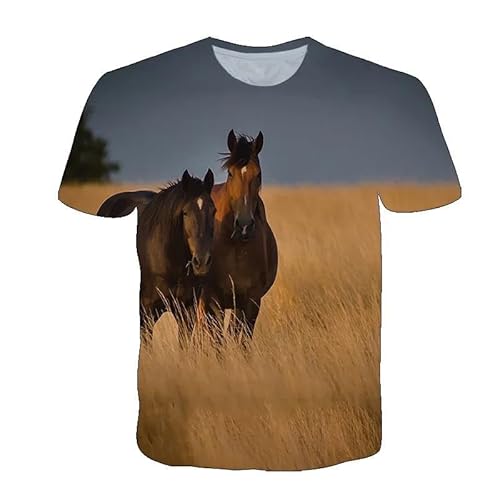 CHANYI Herren 3D Druck T-Shirt Sommer Unisex 3D Steed Muster Männer T-Shirt Mode Tier Pferd Grafik T Shirts Kurzarm Top von CHANYI