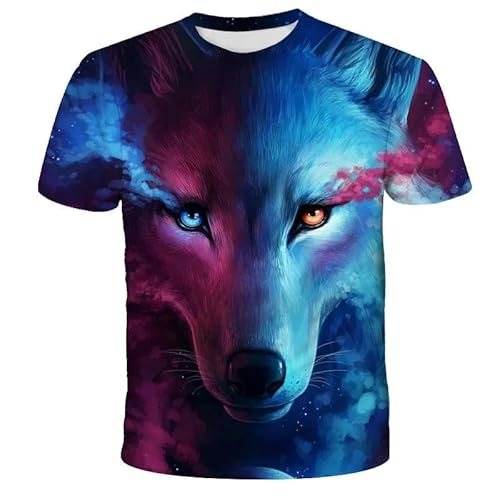 CHANYI Herren 3D Druck T-Shirt Sommer-Unisex-Halbarm-Kurzarm-Oberteil Mit Tier-3D-Wolf-Aufdruck, Lässige, Kurzärmelige Stretch-T-Shirts Mit Rundhalsausschnitt Für Männer Und Frauen von CHANYI