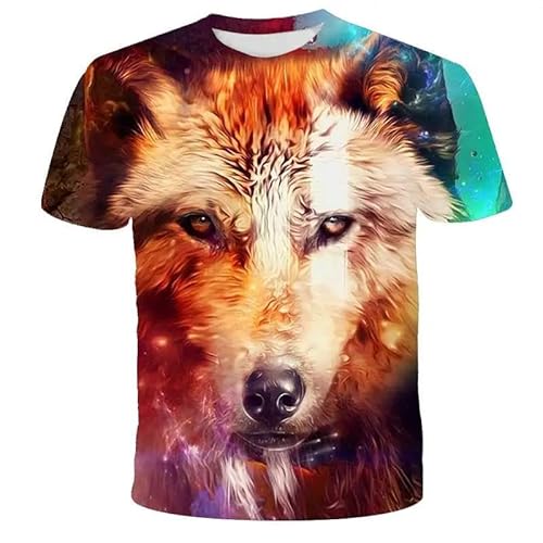 CHANYI Herren 3D Druck T-Shirt Sommer-Unisex-Halbarm-Kurzarm-Oberteil Mit Tier-3D-Wolf-Aufdruck, Lässige, Kurzärmelige Stretch-T-Shirts Mit Rundhalsausschnitt Für Männer Und Frauen von CHANYI