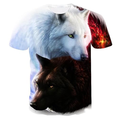 CHANYI Herren 3D Druck T-Shirt Sommer-Unisex-Halbarm-Kurzarm-Oberteil Mit Tier-3D-Wolf-Aufdruck, Lässige, Kurzärmelige Stretch-T-Shirts Mit Rundhalsausschnitt Für Männer Und Frauen von CHANYI