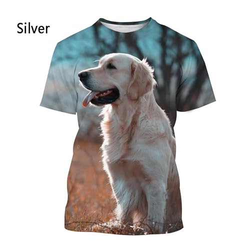 CHANYI Herren 3D Druck T-Shirt Sommer Unisex Labrador Retriever T-Shirt Mode Haustier Hund Männer Damen Casual Kurzarm Stretch 3D-Druck T-Shirt von CHANYI