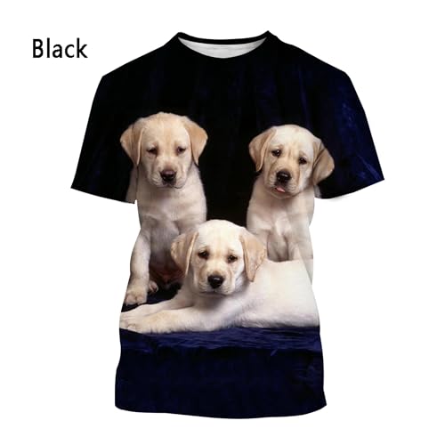 CHANYI Herren 3D Druck T-Shirt Sommer Unisex Labrador Retriever T-Shirt Mode Haustier Hund Männer Damen Casual Kurzarm Stretch 3D-Druck T-Shirt von CHANYI