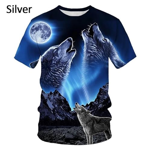 CHANYI Herren 3D Druck T-Shirt Sommer Unisex Mode 3D Wolf Bedruckte T-Shirts Für Männer/Frauen Cooles Druckgrafik-T-Shirt Kurzarm Stretch O-Ausschnitt Schnell Trocknendes T-Shirt von CHANYI