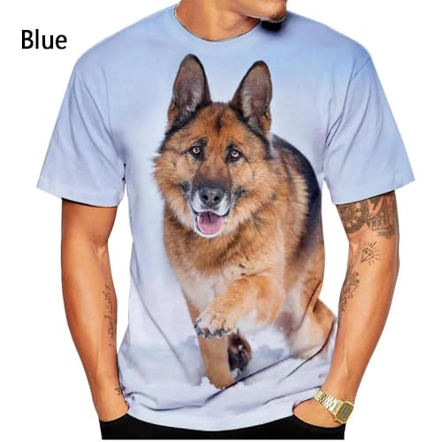 CHANYI Herren 3D Druck T-Shirt Sommer Unisex Mode Deutscher Schäferhund 3D-Druck T-Shirt Männer Damen Casual Kurzarm Harajuku Hund Shirt Top von CHANYI