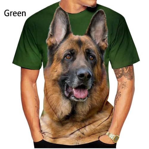 CHANYI Herren 3D Druck T-Shirt Sommer Unisex Mode Deutscher Schäferhund 3D-Druck T-Shirt Männer Damen Casual Kurzarm Harajuku Hund Shirt Top von CHANYI