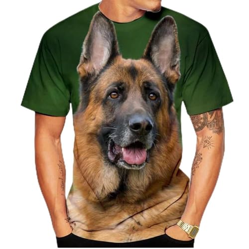 CHANYI Herren 3D Druck T-Shirt Sommer Unisex Mode Deutscher Schäferhund 3D-Druck T-Shirt Männer Damen Casual Kurzarm Harajuku Hund Shirt Top von CHANYI