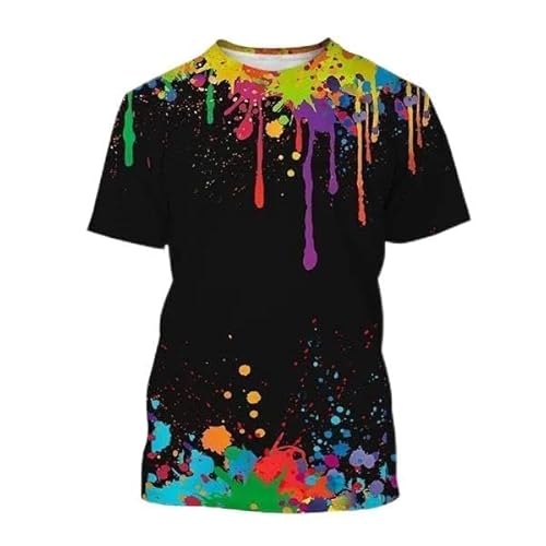 CHANYI Herren 3D Druck T-Shirt Sommer Unisex Mode Farbe Splash Ink Drip Bunte 3D Gedruckt T-Shirt Männer Und Frauen Casual Kurzarm T-Shirt von CHANYI