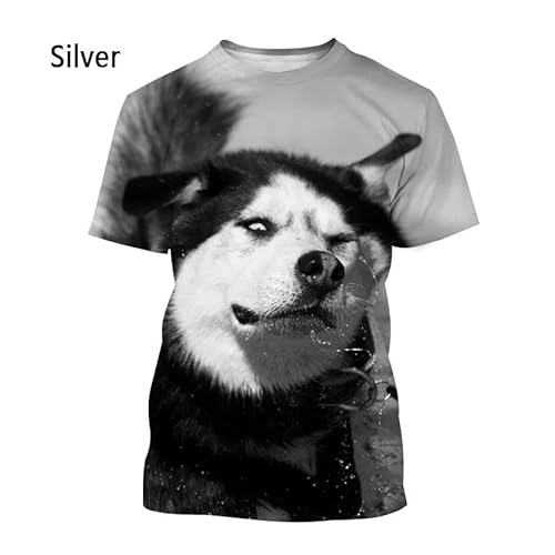 CHANYI Herren 3D Druck T-Shirt Sommer Unisex Mode Husky Hund 3D Druck T-Shirt Männer Und Frauen Casual Stretch Kurzarm Tier Shirt Oberteile von CHANYI