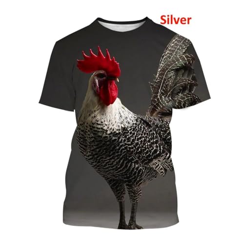 CHANYI Herren 3D Druck T-Shirt Sommer Unisex Mode Lustige Huhn 3D Druck Männer Rundhals Kurzarm T-Shirt Cartoon T Shirt Paar Top von CHANYI