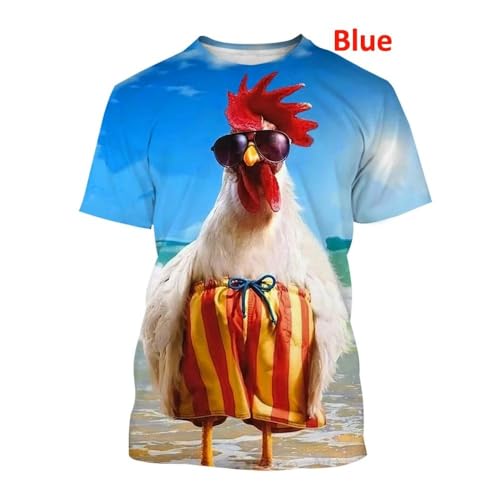 CHANYI Herren 3D Druck T-Shirt Sommer Unisex Mode Lustige Huhn 3D Druck Männer Rundhals Kurzarm T-Shirt Cartoon T Shirt Paar Top von CHANYI