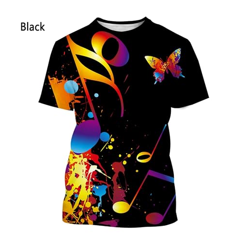 CHANYI Herren 3D Druck T-Shirt Sommer Unisex Mode Musik Note 3D Druck T-Shirt Männer Und Frauen Stretch Casual Kurzarm T-Shirt Oberteile von CHANYI