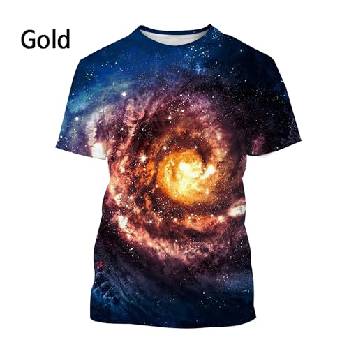 CHANYI Herren 3D Druck T-Shirt Sommer Unisex Mode Sternenhimmel 3D-Druck T-Shirt Herren Damen Casual Kurzarm T-Shirt Stretch T-Shirt Tops von CHANYI