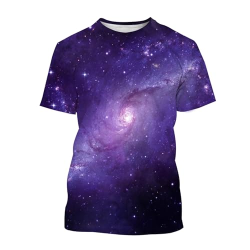 CHANYI Herren 3D Druck T-Shirt Sommer Unisex Mode Sternenhimmel 3D-Druck T-Shirt Herren Damen Casual Kurzarm T-Shirt Stretch T-Shirt Tops von CHANYI