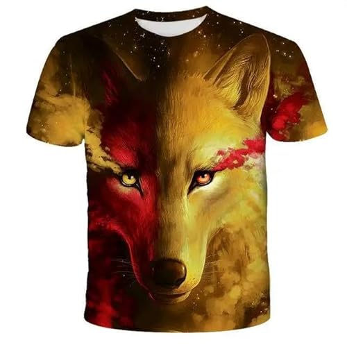 CHANYI Herren 3D Druck T-Shirt Sommer Unisex Mode Tier Wolf 3D Gedruckt T-Shirt Männer Und Frauen Casual Kurzarm T-Shirt Top von CHANYI