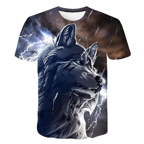 CHANYI Herren 3D Druck T-Shirt Sommer Unisex Mode Tier Wolf 3D Gedruckt T-Shirt Männer Und Frauen Casual Kurzarm T-Shirt Top von CHANYI