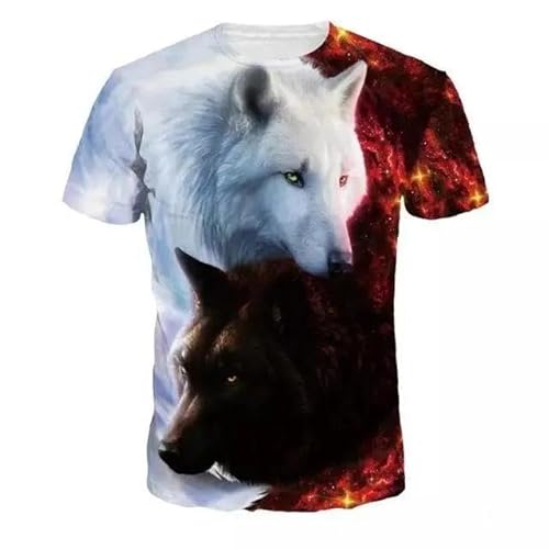 CHANYI Herren 3D Druck T-Shirt Sommer Unisex Mode Tier Wolf 3D Gedruckt T-Shirt Männer Und Frauen Casual Kurzarm T-Shirt Top von CHANYI