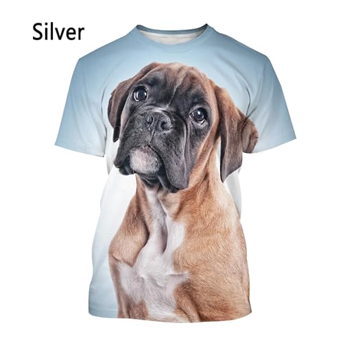 CHANYI Herren 3D Druck T-Shirt Sommer Unisex Mops Hund 3D T-Shirt Herrenmode Sommer Casual Kurzarm Hundeshirt Top Halbarm Kurzarm von CHANYI