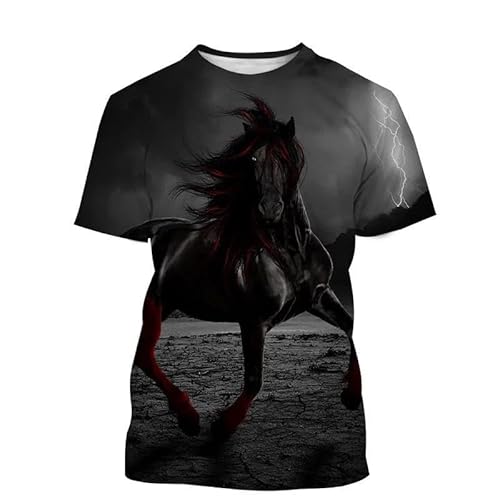 CHANYI Herren 3D Druck T-Shirt Sommer Unisex Pferd Tier 3D-Druck T-Shirt Herren Und Damen Casual Street Art Mode Cooles T-Shirt Halbarm Kurzarm Top von CHANYI