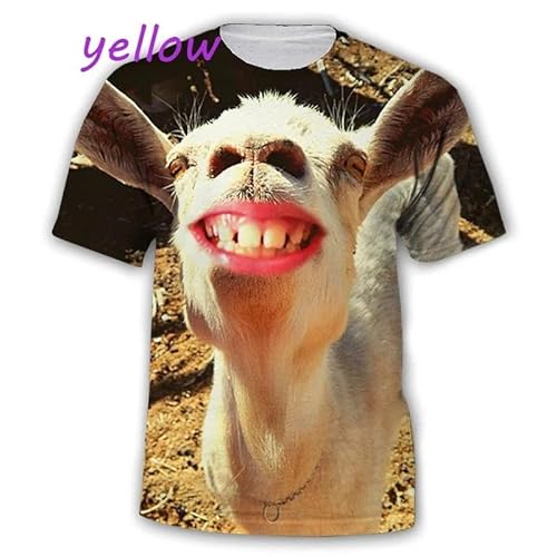 CHANYI Herren 3D Druck T-Shirt Sommer-Unisex-T-Shirt Mit Lustigem 3D-Tierdruck, Ziege, Lustiger Mann, Damen, Voll Bedruckt, Kurzärmeliges Oberteil Mit Halben Ärmeln von CHANYI