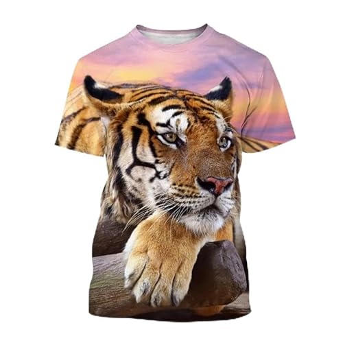 CHANYI Herren 3D Druck T-Shirt Sommer Unisex Tiger Tier 3D Gedruckt T-Shirt Herrenmode Stretch T-Shirt Casual Kurzarm Shirt Top von CHANYI