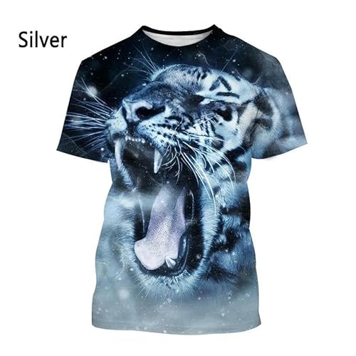 CHANYI Herren 3D Druck T-Shirt Sommer Unisex Tiger Tier 3D Gedruckt T-Shirt Herrenmode Stretch T-Shirt Casual Kurzarm Shirt Top von CHANYI