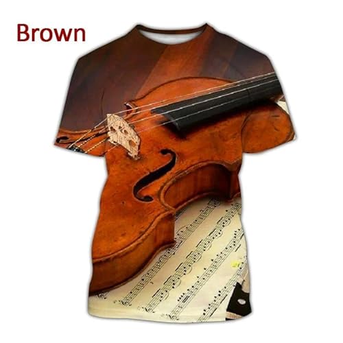 CHANYI Herren 3D Druck T-Shirt Sommer Violine Unisex 3D-Druck T-Shirt Herren Und Damen Halbarm Kurzarm Top Musikinstrument Druck Musik T-Shirt von CHANYI