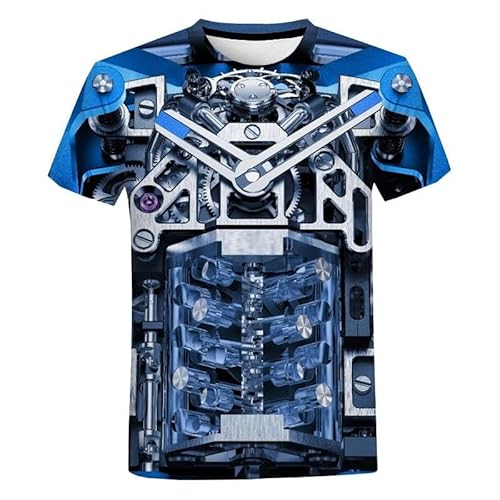 CHANYI Herren 3D Druck T-Shirt Sport Mechanische Uhr Muster Sommer Männer T-Shirt Hip Hop Mode Lässig Kreative Kurzarm Street Top von CHANYI