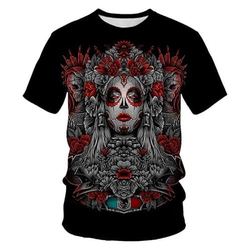 CHANYI Herren 3D Druck T-Shirt T-Shirt Mit Totenkopf-Motiv, Biermann, Herren-T-Shirt, Lässige T-Shirts, Herren-T-Shirt, Tops, Marken-T-Shirt, Alternative Kleidung, Cooles Zeug von CHANYI