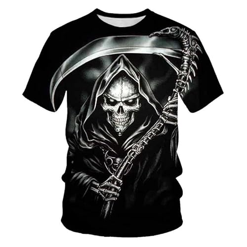 CHANYI Herren 3D Druck T-Shirt T-Shirt Mit Totenkopf-Motiv, Biermann, Herren-T-Shirt, Lässige T-Shirts, Herren-T-Shirt, Tops, Marken-T-Shirt, Alternative Kleidung, Cooles Zeug von CHANYI