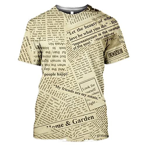 CHANYI Herren 3D Druck T-Shirt T-Shirts Alte Zeitung 3D-Druck Männer Frauen Lässige Mode Hip Hop Lustige Kurzarm Streetwear Vintage T-Shirts Tops Shirt CHANYI Herren 3D Druck T-Shirt T-Shirts Alte Zeitung 3D-Druck Männer Frauen Lässige Mode Hip Hop Lustige Kurzarm Streetwear Vintage T-Shirts Tops Shirt von CHANYI