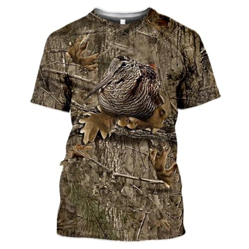 CHANYI Herren 3D Druck T-Shirt Tarnung Hase Tiere Jagd 3D T-Shirt Sommer Freizeit Herren T-Shirt Mode Straße Damen Pullover Kurzarm Jacke von CHANYI